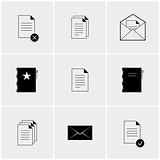 Black and white set of icons