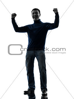 man happy strong victorious silhouette full length