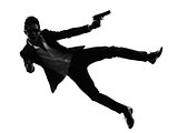 asian gunman killer jumping shooting  silhouette