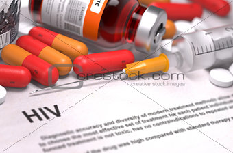HIV Diagnosis. Medical Concept. Composition of Medicaments.