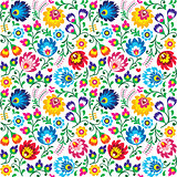 Seamless Polish folk art floral pattern - wzory lowickie, wycinanki