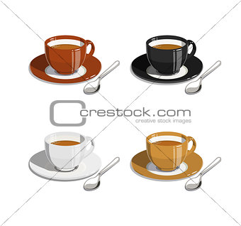 Cup of coffee. Set of vector illustrations