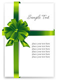 Greeting card with a green ribbon.