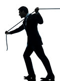 business man pulling a rope silhouette