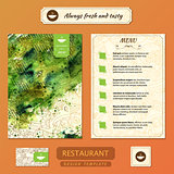 Corporate identity. Menu and Business cards for cafe or restaurant.