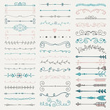 Vector Colorful Hand Drawn Dividers, Arrows, Swirls