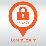 privacy lock icon, icon map pin