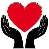 Human hands holding a heart