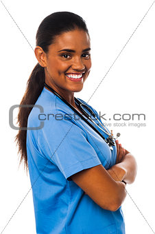 Confident smiling female physician