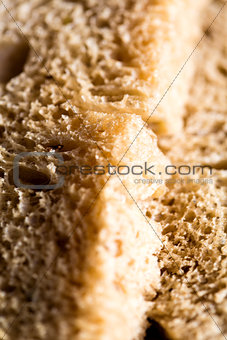 Closeup of a fresh wheat bread slice