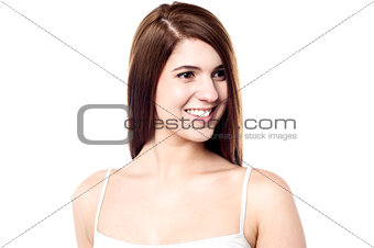 Attractive caucasian female model looking away