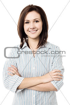 Young smiling female posing confidently