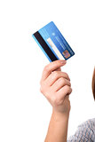 Cropped image of woman with cash card
