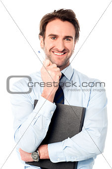 Corporate man holding important file