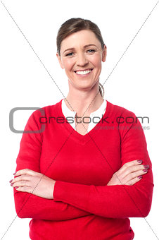 Casual portrait of smiling middle aged woman