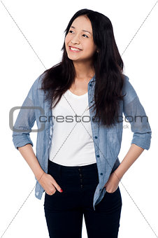 Charming asian girl, casual portrait