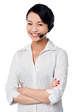 Cute female call centre executive