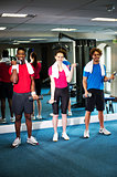 Group of people doing biceps exercise