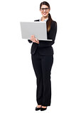 Business lady working on laptop