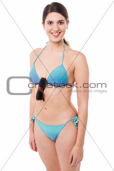 Hot young smiling babe in bikini