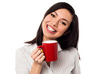 Woman enjoying coffee during work break