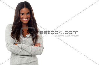 Confident smiling latin female model