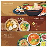 asia street food web banner , thai food , japanese food , chines