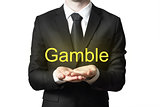 businessman begging gesture gamble