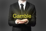 businessman begging gesture gamble