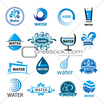 big set of vector logos water