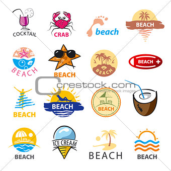 biggest collection of vector logos beach, palm trees, sea