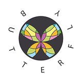 vector logo abstract butterfly in the circle