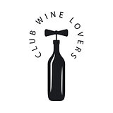 vector logo bottle of wine with corkscrew