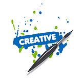 vector logo brush and blue and green spray paint