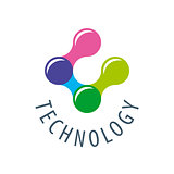 vector logo colored atoms for technology