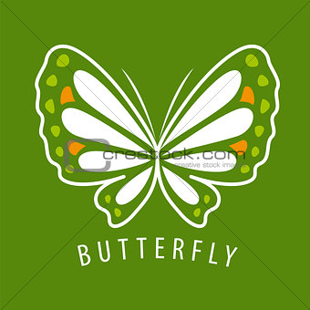 vector logo delicate butterfly on a green background