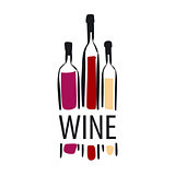 vector logo different bottles of wine
