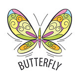 vector logo graceful butterfly flies