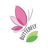 vector logo pink butterfly and petals