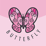 vector logo pink butterfly on the background