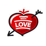 vector logo red heart and arrow