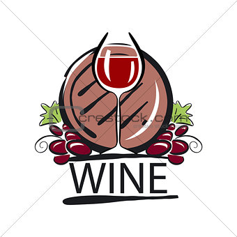 vector logo red wine barrel and the vine