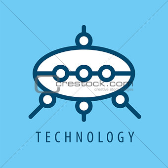 vector logo rocket as a UFO on a blue background