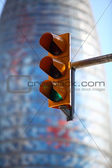green traffic light in the city