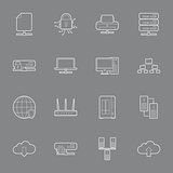 Computer Systems and Networks thin lines icons set