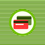 Red and green credit cards color flat icon