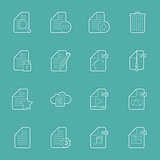 Files and documents thin lines icons set