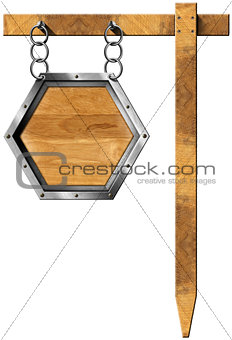 Hexagonal Sign with Chain and Pole