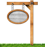 Oval Sign with Frame Chain and Pole