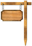 Wood and Metal Sign with Chain and Pole